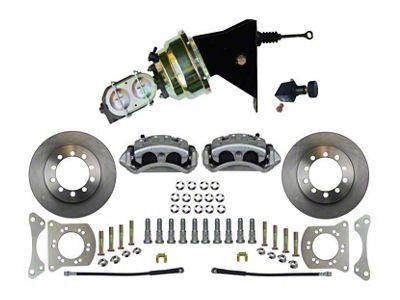 LEED Brakes Front Disc Brake Conversion Kit with Vented Rotors; Zinc Plated Calipers (66-75 Bronco w/ Power Brakes)