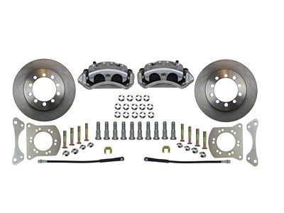 LEED Brakes Front Knuckle Mount Disc Brake Conversion Kit with Vented Rotors; Zinc Plated Calipers (66-75 Bronco)