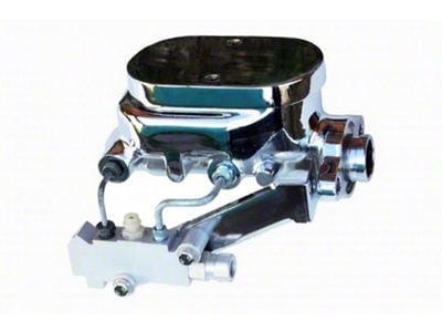 LEED Brakes 1-Inch Dual Bowl Flat Top Master Cylinder with Side Mount Valve; Chrome Finish (67-69 Camaro w/ Front Disc & Rear Drum Brakes)