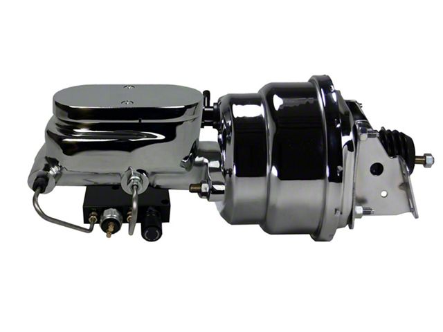 LEED Brakes 7-Inch Dual Power Brake Booster with 1-Inch Dual Bore Flat Top Master Cylinder and Combo Valve; Chrome Finish (70-81 Camaro)