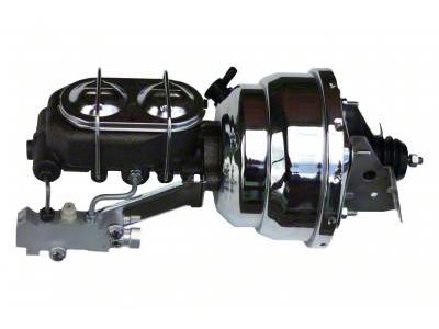 LEED Brakes 8-Inch Dual Power Brake Booster with 1-1/8-Inch Dual Bore Chrome Top Master Cylinder and Side Mount Valve; Chrome Finish (67-69 Camaro w/ 4-Wheel Disc Brakes)