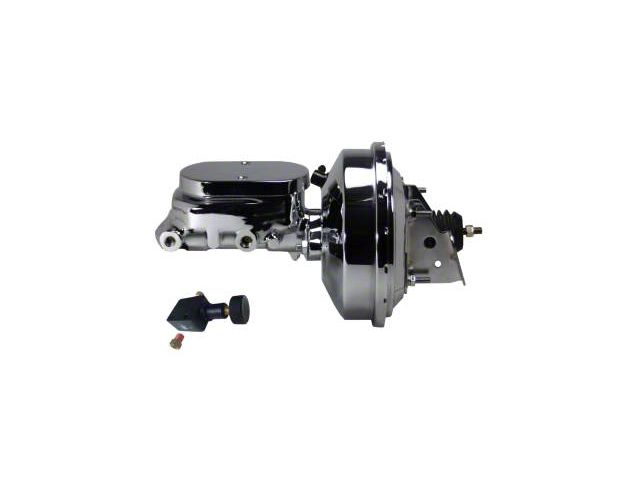 LEED Brakes 9-Inch Single Power Brake Booster with 1-Inch Dual Bore Flat Top Master Cylinder with Adjustable Valve; Chrome Finish (70-81 Camaro)