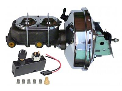 LEED Brakes 9-Inch Single Power Brake Booster with 1-1/8-Inch Dual Bore Master Cylinder and Adjustable Valve; Chrome Finish (67-69 Camaro w/ Front Disc & Rear Disc or Drum Brakes)