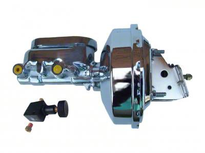 LEED Brakes 9-Inch Single Power Brake Booster with 1-1/8-Inch Dual Bore Flat Top Master Cylinder and Adjustable Valve; Chrome Finish (67-69 Camaro)