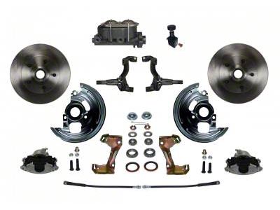 LEED Brakes Manual Front Disc Brake Conversion Kit with Master Cylinder, Adjustable Valve and Vented Rotors; Zinc Plated Calipers (67-69 Camaro)