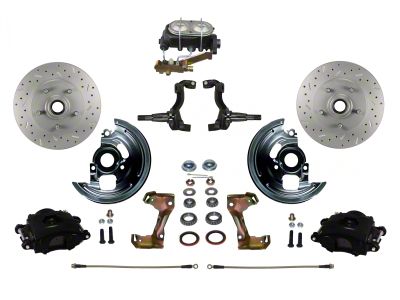 LEED Brakes Manual Front Disc Brake Conversion Kit with MaxGrip XDS Rotors and Side Mount Valve; Black Calipers (67-69 Camaro w/ 4-Wheel Disc Brakes)