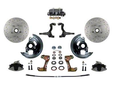 LEED Brakes Manual Front Disc Brake Conversion Kit with Master Cylinder, Bottom Mount Valve and MaxGrip XDS Rotors; Zinc Plated Calipers (67-69 Camaro w/ Front Disc & Rear Drum Brakes)