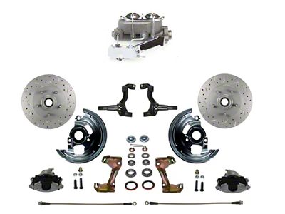 LEED Brakes Manual Front Disc Brake Conversion Kit with Chrome Top Master Cylinder, Side Mount Valve and MaxGrip XDS Rotors; Zinc Plated Calipers (67-69 Camaro w/ Front Disc & Rear Drum Brakes)