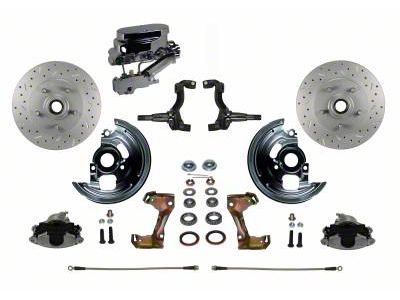 LEED Brakes Manual Front Disc Brake Conversion Kit with Side Mount Valve and MaxGrip XDS Rotors; Zinc Plated Calipers (67-69 Camaro w/ Front Disc & Rear Drum Brakes)