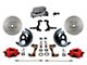 LEED Brakes Manual Front Disc Brake Conversion Kit with Chrome Master Cylinder, Adjustable Valve and MaxGrip XDS Rotors; Red Calipers (67-69 Camaro)