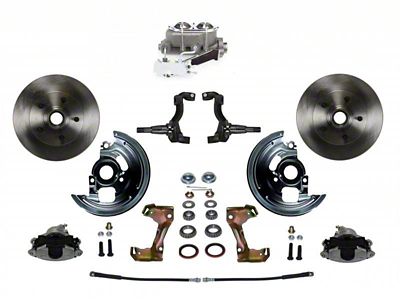 LEED Brakes Manual Front Disc Brake Conversion Kit with Chrome Top Master Cylinder, Side Mount Valve and Vented Rotors; Zinc Plated Calipers (67-69 Camaro w/ 4-Wheel Disc Brakes)