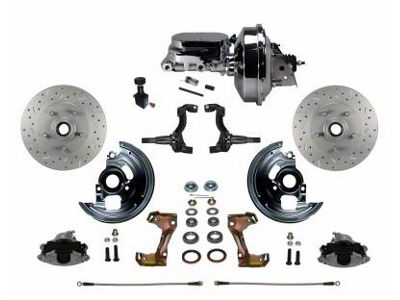 LEED Brakes Power Front Disc Brake Conversion Kit with Chrome Brake Booster, Chrome Master Cylinder, Adjustable Valve and MaxGrip XDS Rotors; Zinc Plated Calipers (67-69 Camaro)