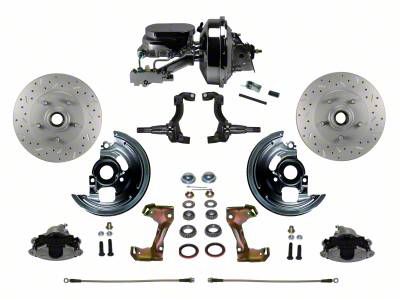 LEED Brakes Power Front Disc Brake Conversion Kit with 9-Inch Brake Booster and MaxGrip XDS Rotors; Zinc Plated Calipers (67-69 Camaro w/ 4-Wheel Disc Brakes)