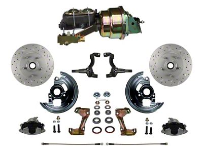 LEED Brakes Power Front Disc Brake Conversion Kit with 7-Inch Brake Booster, Master Cylinder, Side Mount Valve and MaxGrip XDS Rotors; Zinc Plated Calipers (67-69 Camaro w/ Front Disc & Rear Drum Brakes)