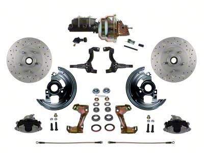 LEED Brakes Power Front Disc Brake Conversion Kit with 8-Inch Brake Booster, Adjustable Valve and MaxGrip XDS Rotors; Zinc Plated Calipers (67-69 Camaro)