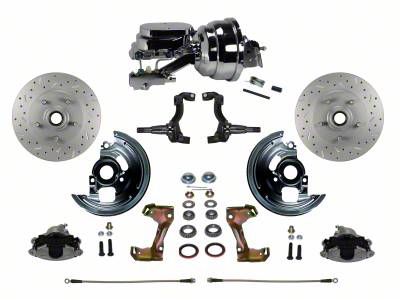 LEED Brakes Power Front Disc Brake Conversion Kit with 8-Inch Chrome Brake Booster, Side Mount Valve and MaxGrip XDS Rotors; Zinc Plated Calipers (67-69 Camaro w/ Front Disc & Rear Drum Brakes)