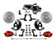 LEED Brakes Power Front Disc Brake Conversion Kit with Chrome Brake Booster, Chrome Master Cylinder, Adjustable Valve and MaxGrip XDS Rotors; REd Calipers (67-69 Camaro)