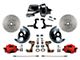 LEED Brakes Power Front Disc Brake Conversion Kit with 9-Inch Brake Booster and MaxGrip XDS Rotors; Red Calipers (67-69 Camaro w/ Front Disc & Rear Drum Brakes)