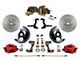 LEED Brakes Power Front Disc Brake Conversion Kit with 8-Inch Brake Booster, Side Mount Valve and MaxGrip XDS Rotors; Red Calipers (67-69 Camaro w/ Front Disc & Rear Drum Brakes)