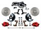 LEED Brakes Power Front Disc Brake Conversion Kit with 8-Inch Brake Booster, Adjustable Valve and MaxGrip XDS Rotors; Red Calipers (67-69 Camaro)