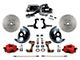 LEED Brakes Power Front Disc Brake Conversion Kit with 8-Inch Chrome Brake Booster, Side Mount Valve and MaxGrip XDS Rotors; Red Calipers (67-69 Camaro w/ Front Disc & Rear Drum Brakes)