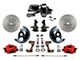 LEED Brakes Power Front Disc Brake Conversion Kit with 9-Inch Chrome Brake Booster, Side Mount Valve, 2-Inch Drop Spindles and MaxGrip XDS Rotors; Red Calipers (67-69 Camaro w/ Front Disc & Rear Drum Brakes)