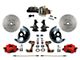 LEED Brakes Power Front Disc Brake Conversion Kit with 8-Inch Brake Booster, Adjustable Valve, 2-Inch Drop Spindles and MaxGrip XDS Rotors; Red Calipers (67-69 Camaro)