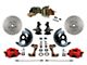 LEED Brakes Power Front Disc Brake Conversion Kit with 8-Inch Brake Booster, Side Mount Valve, 2-Inch Drop Spindles and MaxGrip XDS Rotors; Red Calipers (67-69 Camaro w/ Front Disc & Rear Drum Brakes)