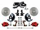 LEED Brakes Power Front Disc Brake Conversion Kit with 8-Inch Chrome Brake Booster, Side Mount Valve, 2-Inch Drop Spindles and MaxGrip XDS Rotors; Red Calipers (67-69 Camaro w/ Front Disc & Rear Drum Brakes)