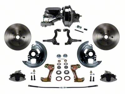 LEED Brakes Power Front Disc Brake Conversion Kit with 9-Inch Brake Booster and Vented Rotors; Zinc Plated Calipers (67-69 Camaro w/ 4-Wheel Disc Brakes)