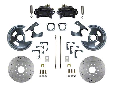 LEED Brakes Rear Disc Brake Conversion Kit with MaxGrip XDS Rotors; Black Calipers (1967 Camaro)