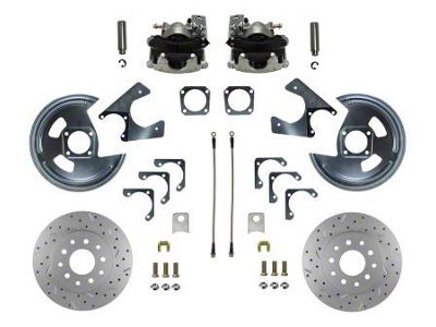 LEED Brakes Rear Disc Brake Conversion Kit with MaxGrip XDS Rotors; Zinc Plated Calipers (1967 Camaro w/ Non-Staggered Shocks)