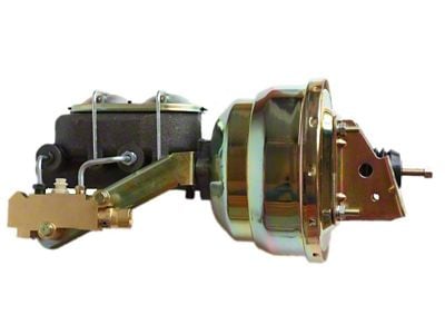 LEED Brakes 8-Inch Dual Power Brake Booster with 1-1/8-Inch Dual Bore Master Cylinder and Side Mount Valve; Zinc Finish (64-72 GTO, LeMans, Tempest w/ Front Disc & Rear Drum Brakes)