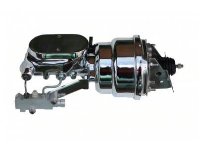 LEED Brakes 7-Inch Dual Power Brake Booster with 1-1/8-Inch Dual Bore Flat Top Master Cylinder and Side Mount Valve; Chrome Finish (64-72 Chevelle, Malibu w/ 4-Wheel Disc Brakes)