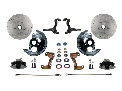 LEED Brakes Front Spindle Mount Disc Brake Conversion Kit with MaxGrip XDS Rotors; Zinc Plated Calipers (64-72 Chevelle, Malibu)