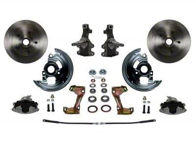 LEED Brakes Front Spindle Mount Disc Brake Conversion Kit with 2-Inch Drop Spindles and Vented XDS Rotors; Zinc Plated Calipers (64-72 Chevelle, Malibu)