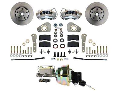 LEED Brakes 4-Piston Power Front Disc Brake Conversion Kit with Vented Rotors for Factory Power Brakes; Zinc Plated Calipers (64-68 Country Sedan, Country Squire, Custom, Custom 500, Galaxie, Galaxie 500, LTD)