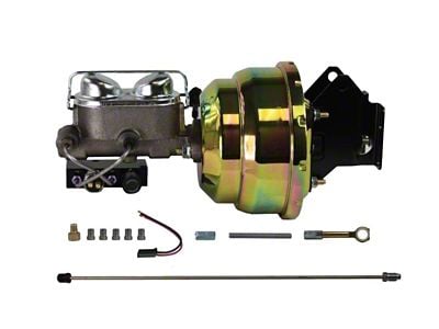 LEED Brakes 8-Inch Dual Power Brake Booster with 1-Inch Dual Bore Master Cylinder for Factory Manual Brakes and Non-Y Blocks; Zinc Finish (57-62 Country Sedan, Country Squire, Galaxie, Galaxie 500)