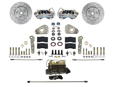 LEED Brakes Front Disc Brake Conversion Kit with MaxGrip XDS Rotors for Factory Power Brakes; Zinc Plated Calipers (57-68 Country Sedan, Country Squire, Custom, Custom 500, Galaxie, Galaxie 500, LTD)