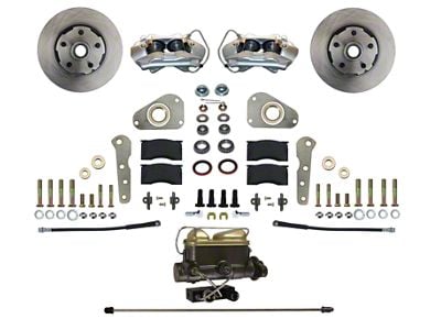 LEED Brakes Front Disc Brake Conversion Kit with Vented Rotors for Factory Power Brakes; Zinc Plated Calipers (57-68 Country Sedan, Country Squire, Custom, Custom 500, Galaxie, Galaxie 500, LTD)