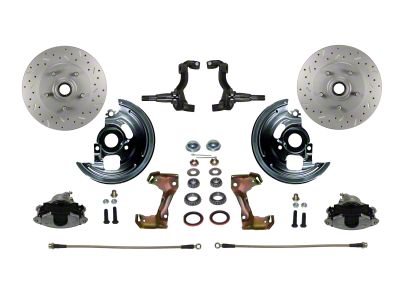 LEED Brakes Front Spindle Mount Disc Brake Conversion Kit with MaxGrip XDS Rotors; Zinc Plated Calipers (64-72 442, Cutlass, F85, Vista Cruiser)