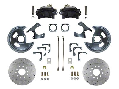 LEED Brakes Rear Disc Brake Conversion Kit with MaxGrip XDS Rotors; Black Calipers (64-72 Cutlass)