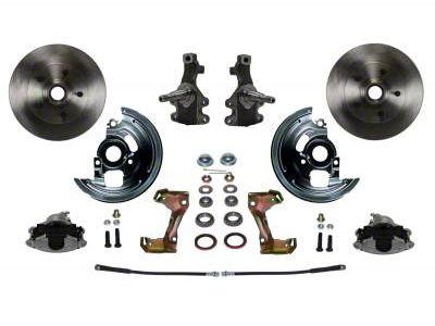 LEED Brakes Front Spindle Mount Disc Brake Conversion Kit with 2-Inch Drop Spindles and Vented XDS Rotors; Zinc Plated Calipers (70-72 Monte Carlo)