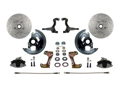 LEED Brakes Front Spindle Mount Disc Brake Conversion Kit with MaxGrip XDS Rotors; Zinc Plated Calipers (64-72 GS 350, GS 400, GS 455, Skylark, Special, Sportswagon)