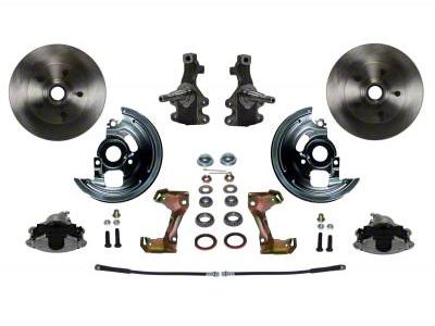 LEED Brakes Front Spindle Mount Disc Brake Conversion Kit with 2-Inch Drop Spindles and Vented XDS Rotors; Zinc Plated Calipers (69-72 El Camino)