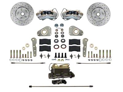 LEED Brakes Front Disc Brake Conversion Kit with MaxGrip XDS Rotors for Factory Power Brakes; Zinc Plated Calipers (57-61 Fairlane)