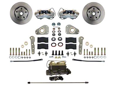 LEED Brakes Front Disc Brake Conversion Kit with Vented Rotors for Factory Power Brakes; Zinc Plated Calipers (57-61 Fairlane)