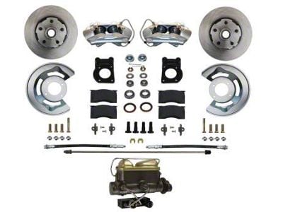 LEED Brakes Manual Front Disc Brake Conversion Kit with Vented Rotors; Zinc Plated Calipers (63-69 Comet, Falcon)