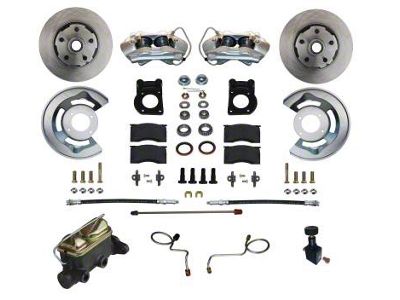 LEED Brakes Front Disc Brake Conversion Kit with Vented Rotors; Zinc Plated Calipers (1970 Torino w/ Front Drum Brakes)