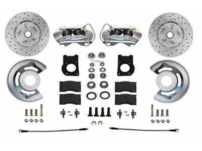 LEED Brakes Front Spindle Mount Disc Brake Conversion Kit with MaxGrip XDS Rotors; Zinc Plated Calipers (67-69 V8 Fairlane, Montego, Torino)